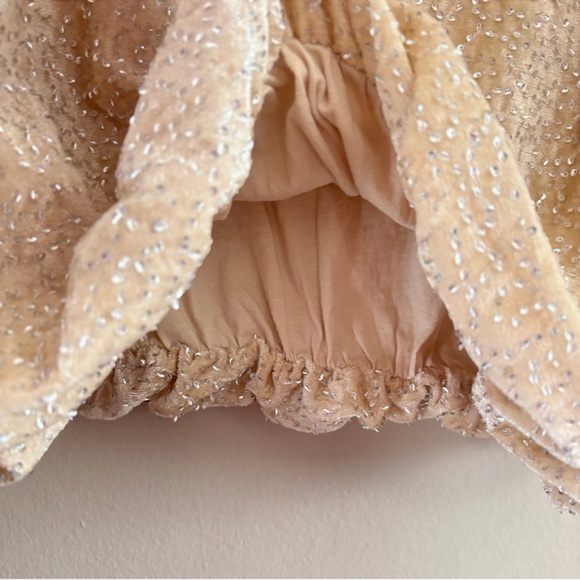 Zara Cream Sequin Beaded Velvet Bubble Cropped Blouse - Picture 14 of 16